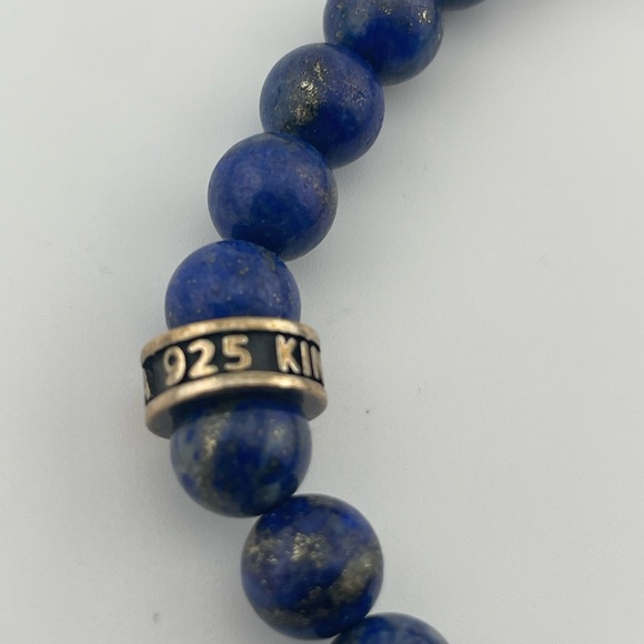 King Baby Studio Lapis Lazuli Skull Bracelet – 925 Sterling Silver, Men’s Luxury - Picture 3 of 4